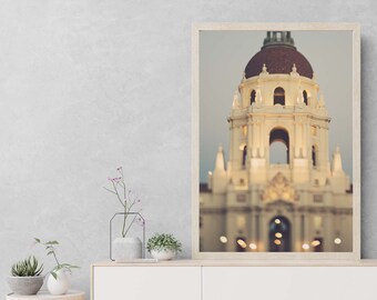 Pasadena City Hall Photo, Wedding Gift, Office Decor,  Los Angeles Wall Art, Architecture Print, Bokeh, Nursery