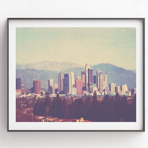 Los Angeles Skyline Wall Art Downtown LA Photo DTLA Print Etsy
