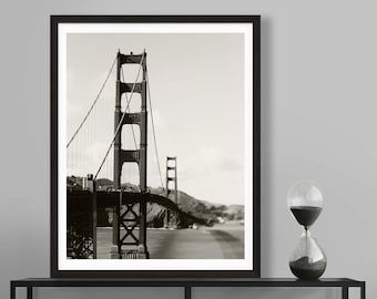 Golden Gate Bridge Print, San Francisco Black and White Photograph