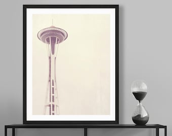 Seattle Art, Space Needle Photo, Washington Photography, Minimalist Decor, Living Room, Office Gift, Pacific Northwest Print