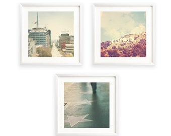 Los Angeles Print Set, 3 Photos, Hollywood Photographs, Walk of Fame Art, Teen Girls Gift, Coworker, Sign, Capitol Records