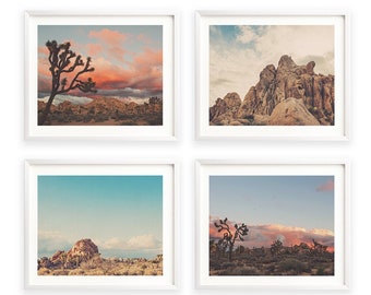 Desert Prints, Joshua Tree Wall Art, Set of 4 Photos, Landscape Photography, Sunset Pictures, Southwest Decor, For Him, Wedding Gift