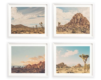 Desert Photography Print Set, 4 Joshua Tree Photos, Southwest Decor, California Wall Art, Boho, Dorm Wall Decor