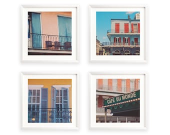 New Orleans Print Set, 4 New Orleans Photographs, Gift Set, Cafe Du Monde, French Quarter Art, Colorful Wall Art, Nursery Decor