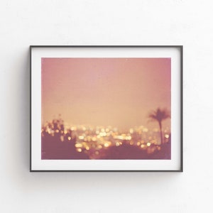 Los Angeles Cityscape Photo, Palm Tree Art, Bokeh Lights Photography, LA Print, Peach Girls Room Decor, Nursery Bild 4