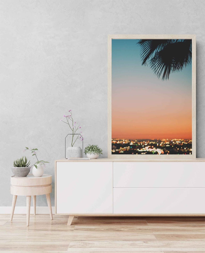 Los Angeles Sunset Photograph, Bokeh Photography, LA Print, Dreamy Artwork, Palm Tree Wall Art, California Decor, Baby Nursery Gift image 5