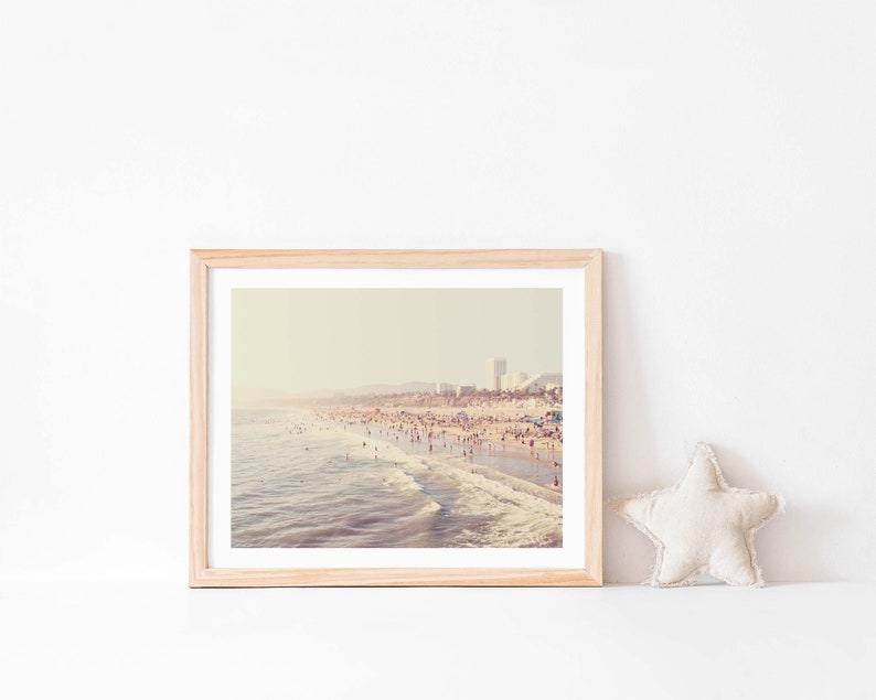 Santa Monica Print, Myan Soffia, California Beach Art, Nursery Decor, Wedding Gift, Crowded Beach Photo, Ocean image 4