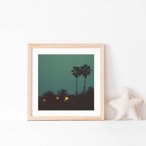 Palm Tree Print, San Diego Art, Teen Girl Gifts, Dorm Decor, California Photo, Wedding Gift, Teal, Night Photography image 4