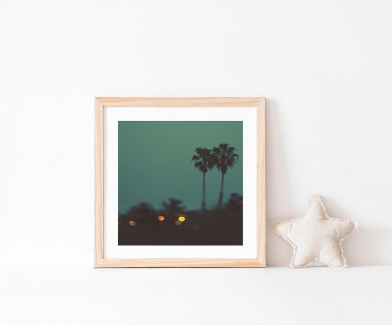 Palm Tree Print, San Diego Art, Teen Girl Gifts, Dorm Decor, California Photo, Wedding Gift, Teal, Night Photography image 4