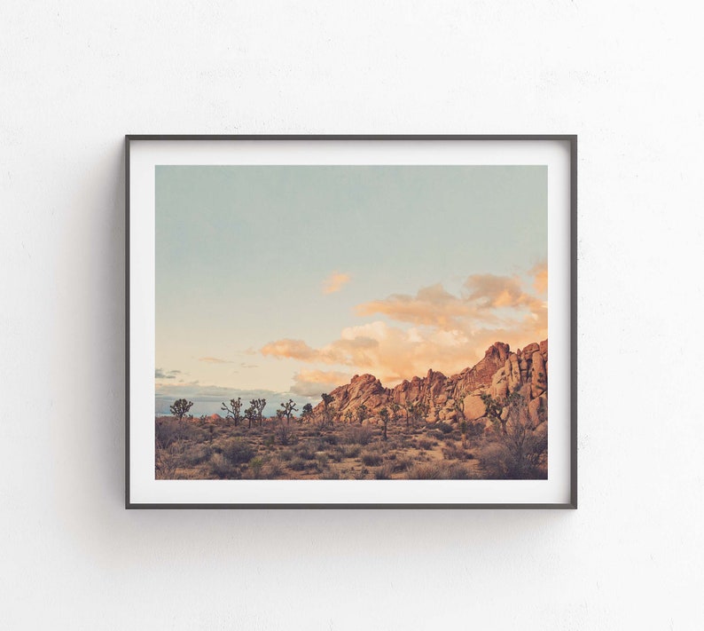 Joshua Tree Print, Desert Sunset Photography, Modern Boho, California Wall Art, Nursery Decor, Southwestern, Wedding Gift image 1