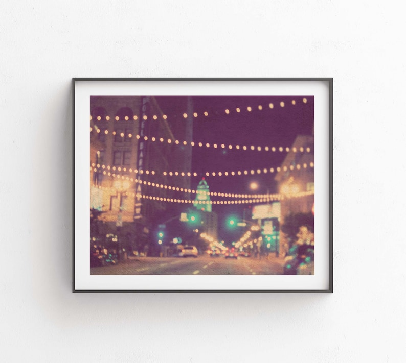 Los Angeles Wall Art, Downtown LA Photograph, Night Photography, Teen Girls Room Decor, Wedding Gift image 1