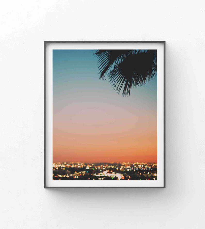 Los Angeles Sunset Photograph, Bokeh Photography, LA Print, Dreamy Artwork, Palm Tree Wall Art, California Decor, Baby Nursery Gift image 4