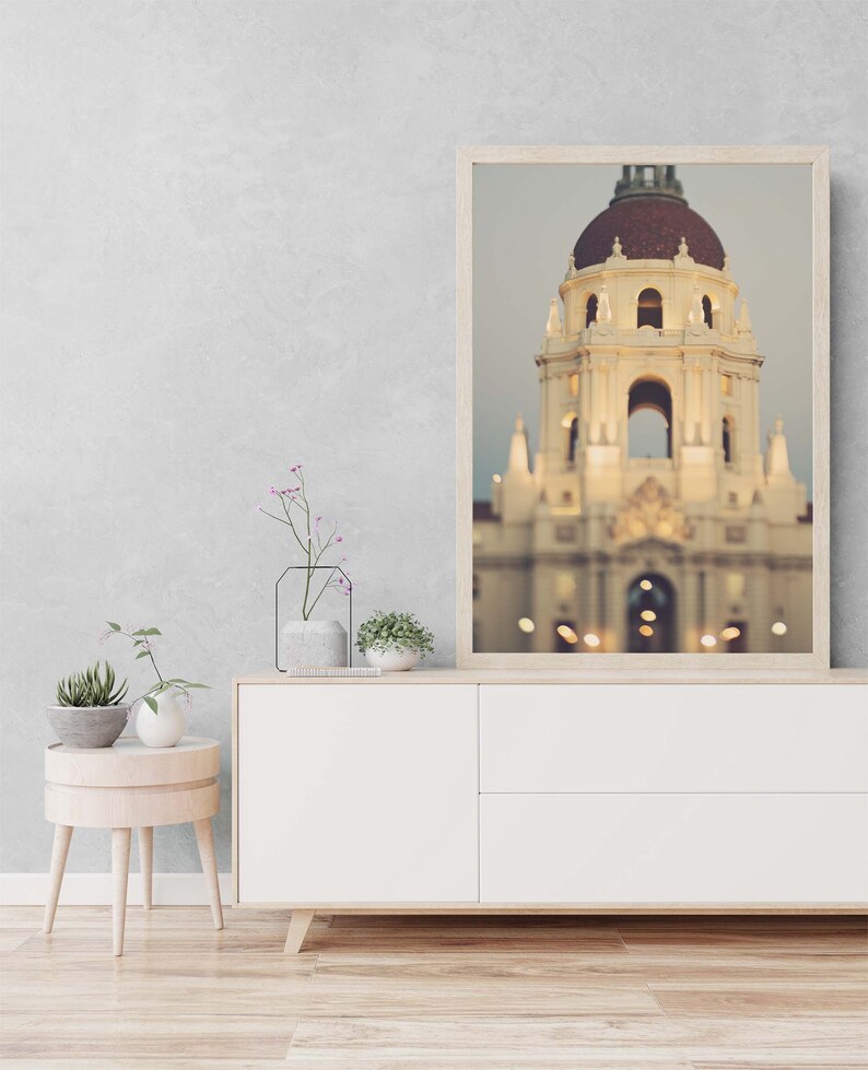 Pasadena City Hall Photo, Wedding Gift, Office Decor, Los Angeles Wall Art, Architecture Print, Bokeh, Nursery image 1