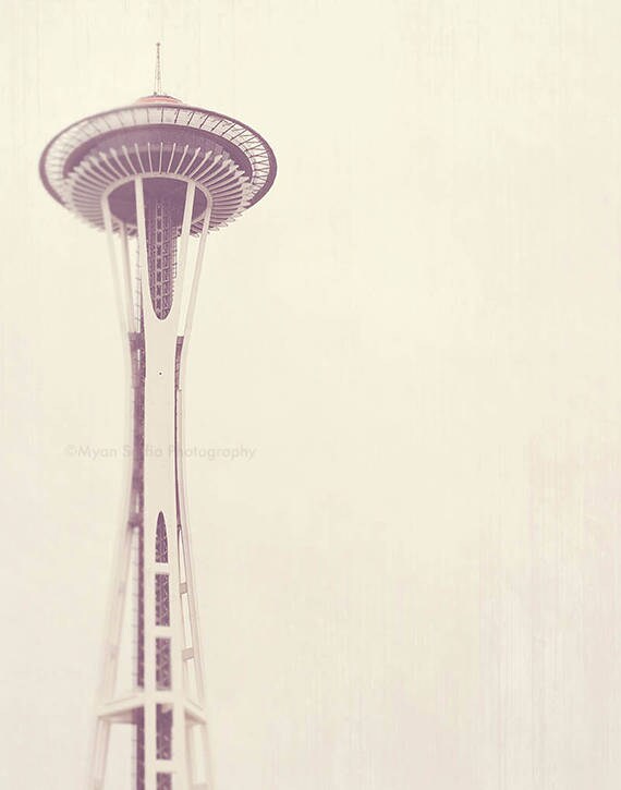 Seattle Art Space Needle Photo Washington Photography Minimalist Decor Living Room Office Gift Pacific Northwest Print