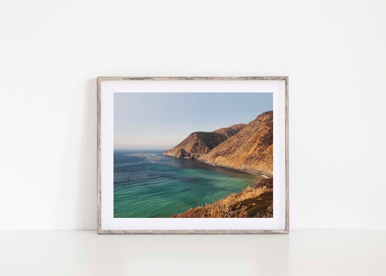 Big Sur Bridge Photo, Landscape Photography, California Wall Art, Ocean and Mountains Print, Wedding Gift image 1