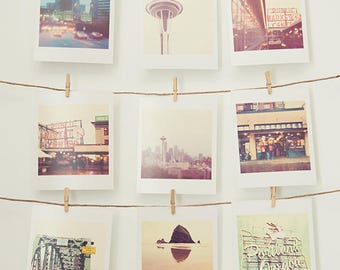 Pacific Northwest Photos, Set of 9 Mini Prints, Seattle Photography, Portland Photograph, Space Needle, Starbucks Art