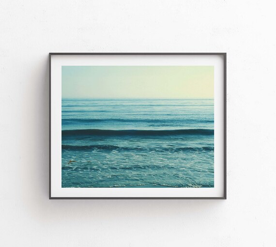 Serene Seascape Photography, Beach Wall Art, Blue Ocean Wave Print, Bedroom Decor, Santa Barbara Photo, For Her