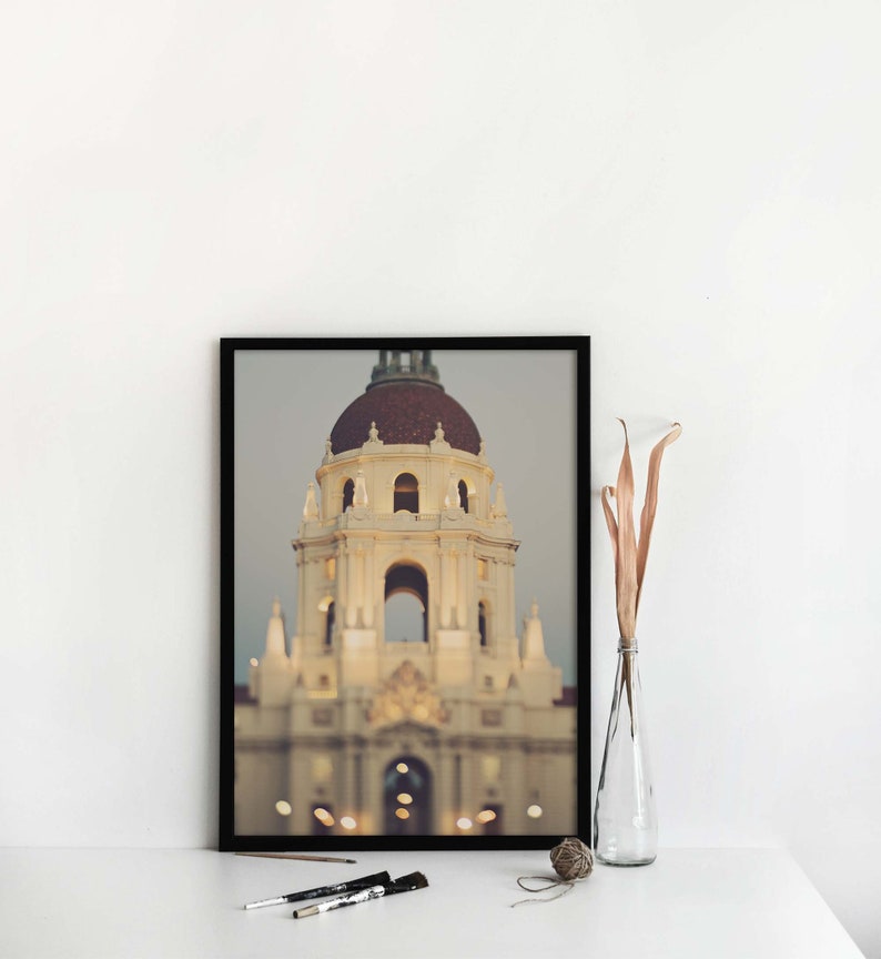 Pasadena City Hall Photo, Wedding Gift, Office Decor, Los Angeles Wall Art, Architecture Print, Bokeh, Nursery image 4