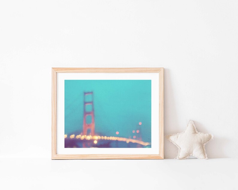 Dreamy Golden Gate Bridge Photo Print, San Francisco Artwork, Bokeh Photography, California Decor, Teens Room Wall Art, Baby Nursery image 4