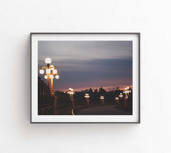 Pasadena Art, Colorado Street Bridge Photo, Sunset Print, California Decor, Wedding Gift, Architecture, Office Wall Print