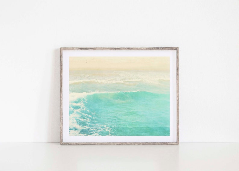 Beach Decor, Ocean Wave Print, Hermosa Beach Photo, Aqua Blue Wall Art, Nursery, Coastal Photograph, Wedding Gift, Myan Soffia image 5