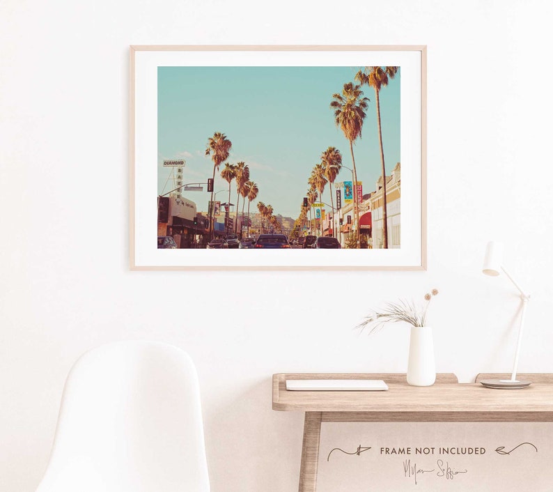 California Decor, LA Photography, Los Angeles Wall Art, Fairfax Avenue, Palm Trees Photo, Street, Housewarming, Dorm Art, Hollywood image 4