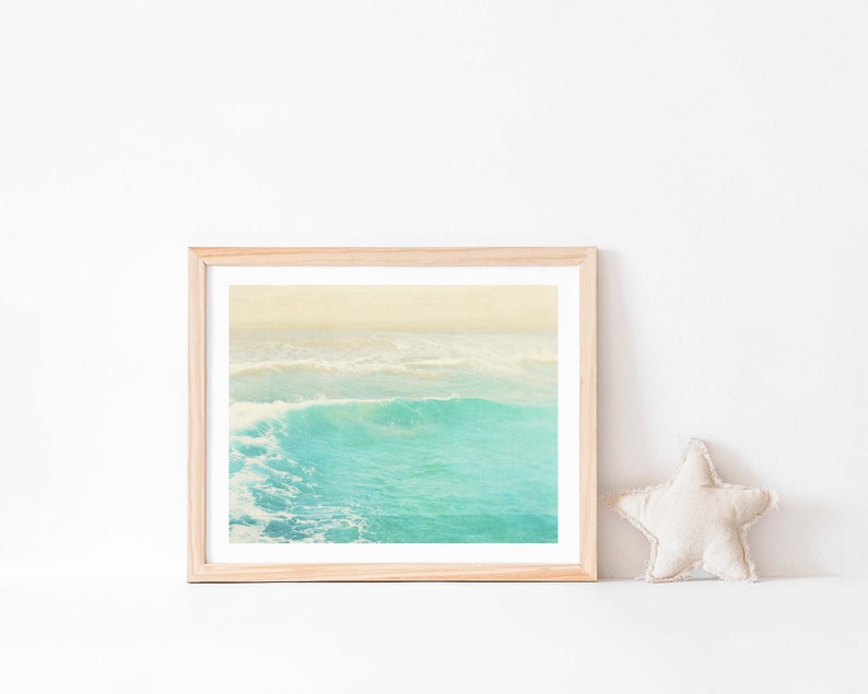 Beach Decor, Ocean Wave Print, Hermosa Beach Photo, Aqua Blue Wall Art, Nursery, Coastal Photograph, Wedding Gift, Myan Soffia image 4