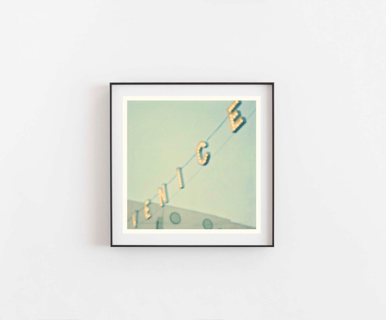 Venice California Art, Beach Sign Photo, Los Angeles Print, Mint Green, Gold, Nursery Decor, Wedding Gift image 4