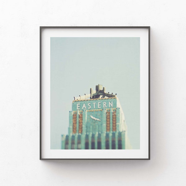 Downtown Los Angeles Photograph, The Eastern Columbia Building Photo, Art Deco Architecture Print, Office Decor, Turquoise