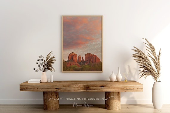 Cathedral Rock Photograph, Sedona Arizona Art, Southwestern Decor, Desert Sunset Print, Travel Photo, Yoga Gift