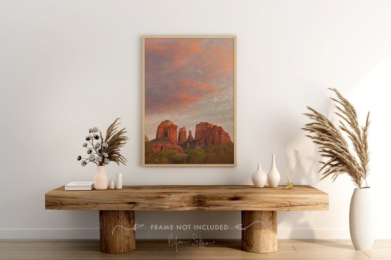 Cathedral Rock Photograph, Sedona Arizona Art, Southwestern Decor, Desert Sunset Print, Travel Photo, Yoga Gift image 1