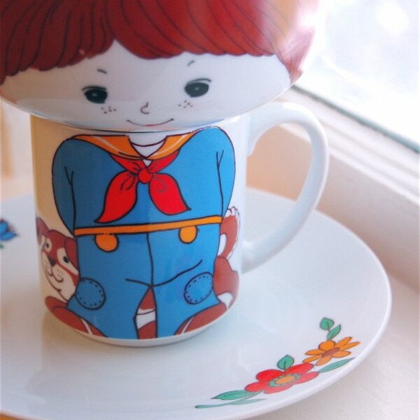 Vintage Ceramic Stacking Set -- Sailor Boy