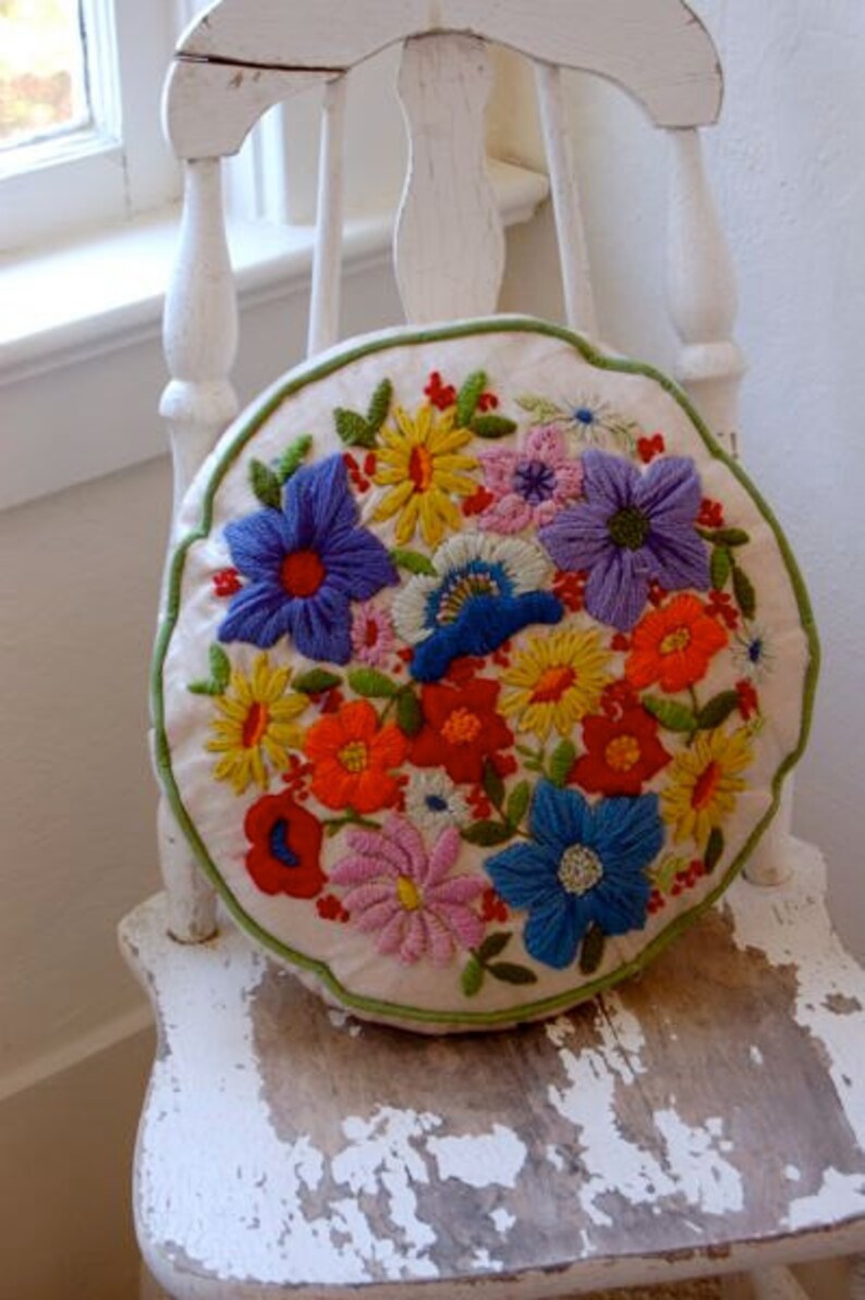 Vintage Embroidered Pillows Summer Cottage CollectionSet Etsy