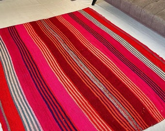 HARAWI - Tapis péruvien - Lignes du coucher de soleil andin - Tapis en laine - Tapis de salon - Textile péruvien fait main - Décoration bohème artisanale - Tapis vintage