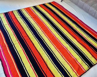 NOK'ANCHIS - Tapis péruvien vintage - Couleurs des Andes - Tapis de salon - Tapis en laine - Tapis fait main - L'âme audacieuse des Andes - Tapis cadeau