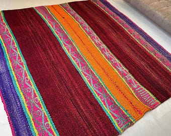MAQMA - Tapis péruvien - Tapis épais tissé andin pour la décoration intérieure - Tapis en laine - Tapis de salon - Tapis vintage - Tapis fait main - Tapis cadeau