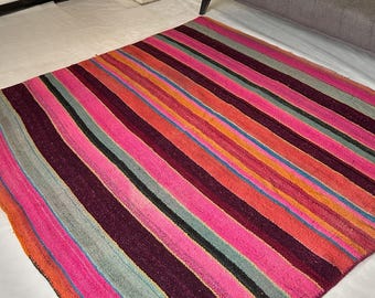 SUMAQCHA - Tapis péruvien - Textile coucher de soleil andin - Tapis en laine - Tapis de salon - Tapis vintage - Tapis fait main - Tapis coloré - Tapis cadeau