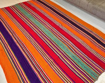 MANA - Tapis péruvien vintage - Tapis en laine - Tapis de salon - Tapis fait main - Textile en laine tissé à la main du Pérou - Couleurs sacrées du Pérou - Cadeau