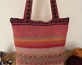Andes Bloom Handbag - Earth & Bloom Tote - Mountain Garden Bag - Peruvian Wool Handbag - Boho Peruvian Purse - Rustic Peruvian Purse