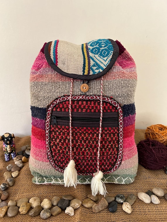 Backpack Made of Peruvian Blanket - Handmade and Hand  display picture 3