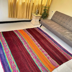 MAQMA - Peruaans tapijt - Dikke deken - Prachtige handgemaakte Peruaanse deken - Peruaans tapijt - Peruaanse schat - Decohome - Textiel