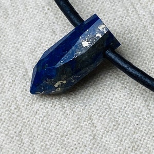 Genuine Single Point Lapis Lazuli silver & leather custom handmade necklaces