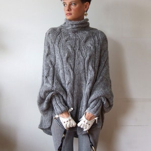 Knitted Poncho Cape in Black and White Stripe