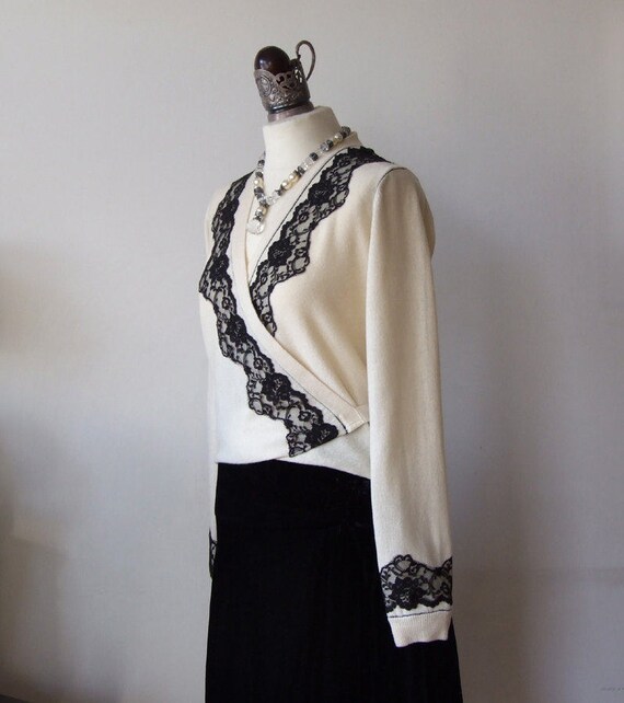 Ivory Criss Cross Cardigan With Black 