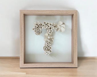Luxury Floral Ceramic Letter | Handmade Sculptural Wall Art | Custom Nursery Monogram | Neutral Personalized Initial