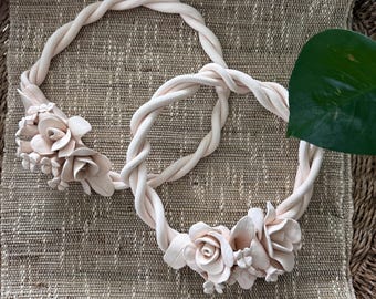 Porcelain Floral Wreath Wall Decor – Handmade Sculptural Wall Art | Neutral Nursery Decor | Minimalist Luxury Home