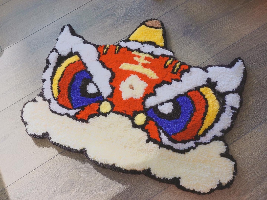 Handmade Tiger Head Tufted Rug | Cotton Yarn Decor (49.5x40.1 Cm) - Etsy