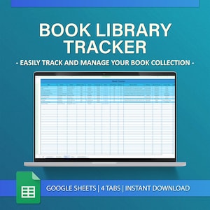 Book Library Tracker for Google Sheets - Arctic Sky, Easy To Use, Organization Tool, Habit Management, Digital Bookshelf, Instant Download