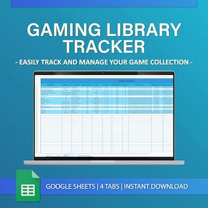 Gaming Library Tracker for Google Sheets - Arctic Sky, Easy To Use, Organization Tool, Habit Management, Game Collection, Instant Download