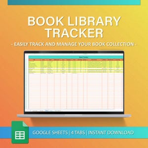 Book Library Tracker for Google Sheets - Tropical Breeze, Easy To Use, Organization, Habit Management, Digital Bookshelf, Instant Download